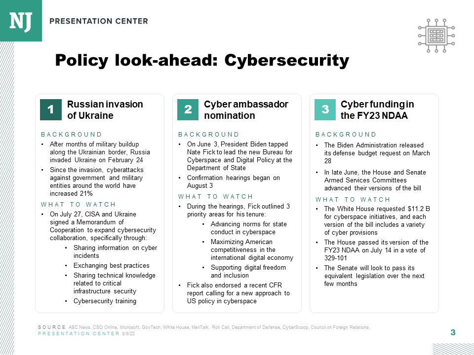 Legislative Forecast Cybersecurity August 2022